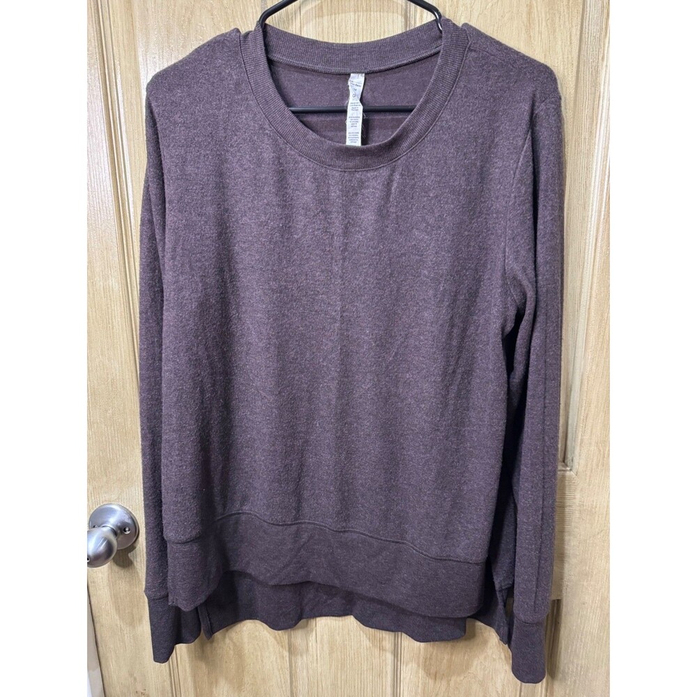 Alo Yoga Glimpse Long Sleeve Top Womens M Plum Heather High Low Side Slit